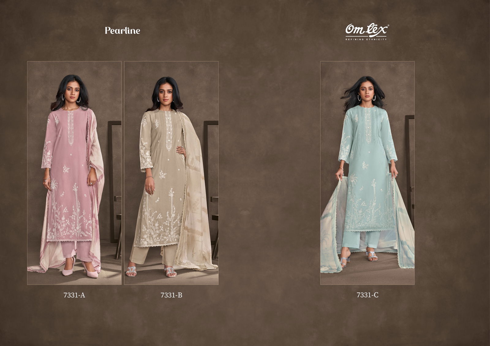 Pearline By Omtex Lawn Cotton Embroidery Salwar Kameez Wholesale Online
